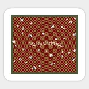 Modern Merry Christmas Scandinavian Checkered Pattern with Jute Texture Sticker